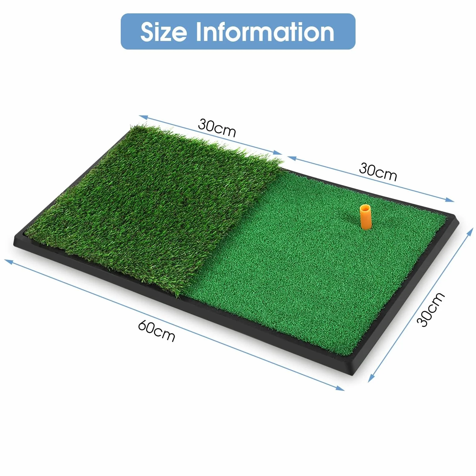 Tapis de Golf, Tapis de Portable Tapis d'entraînement Pratique de Tapis 2 Couleurs Herbe de Jardin, Extérieur Entraînement Pratique Frappant Le Coussin de Coussin en Fausse Herbe