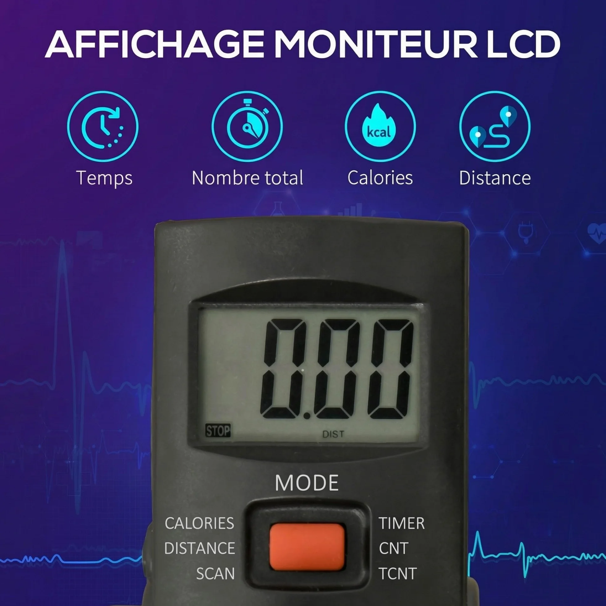 HOMCOM Pédalier d'appartement mini vélo d'appartement avec résistance réglable, écran LCD, hauteur et largeur réglables, pour entraînement des bras et des jambes, acier noir