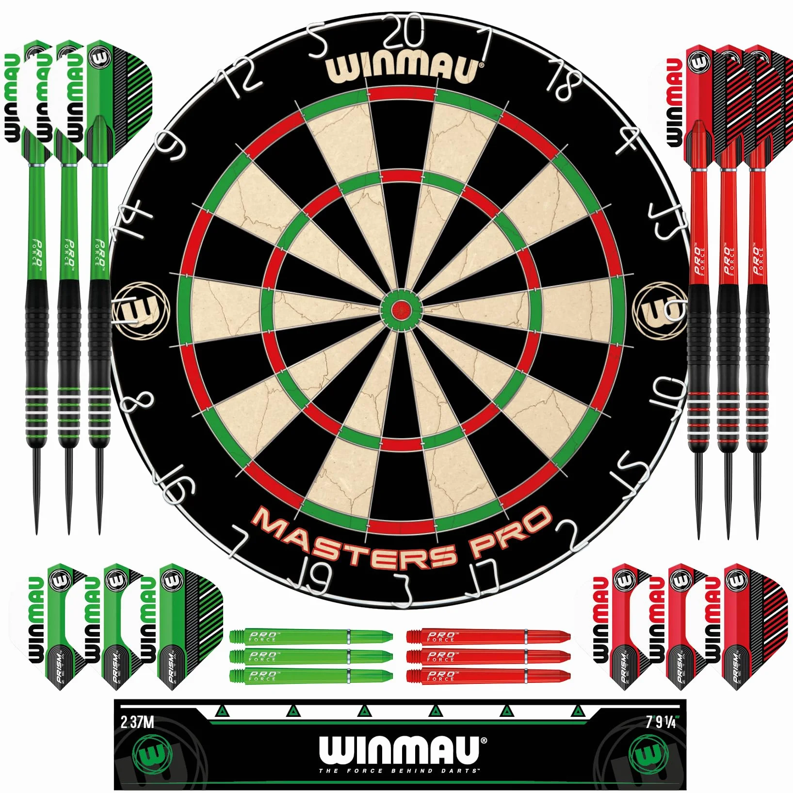 Winmau Darts - Masters Pro Premium Jeu de fléchettes en Poils- Comprend Un Jeu de fléchettes, des fléchettes, des ailettes, des tiges et Une Bande Oche