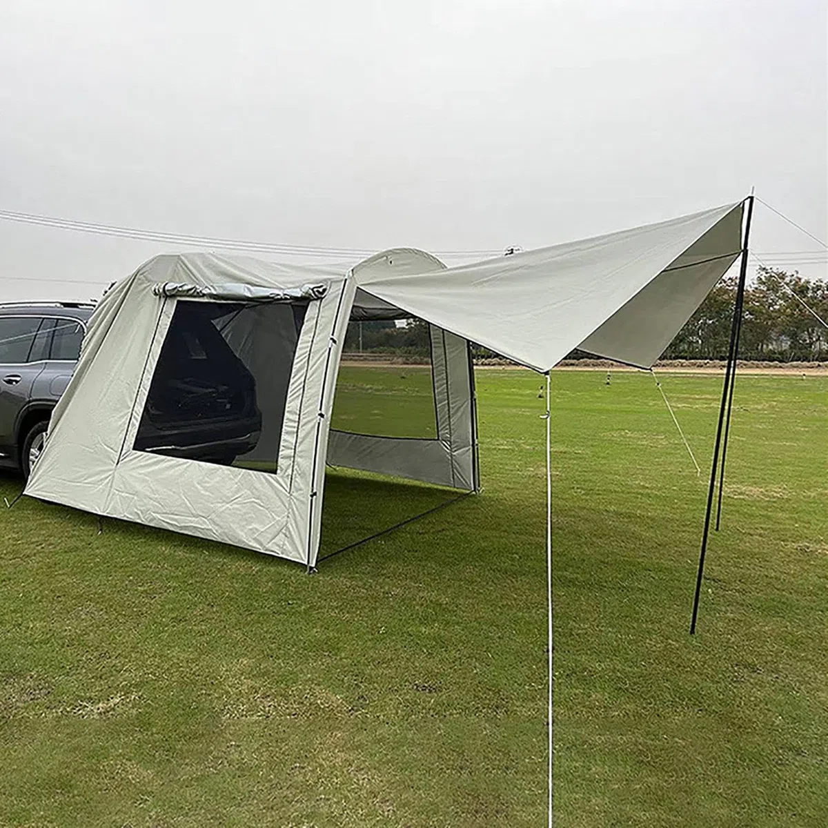 Voiture Tente Hayon Voiture Soleil pour Auvent Voiture, Tente De Camping pour SUV Espace D'ombrage pour 5 À 6 Personnes, Léger Et Compact avec Sac De Rangement