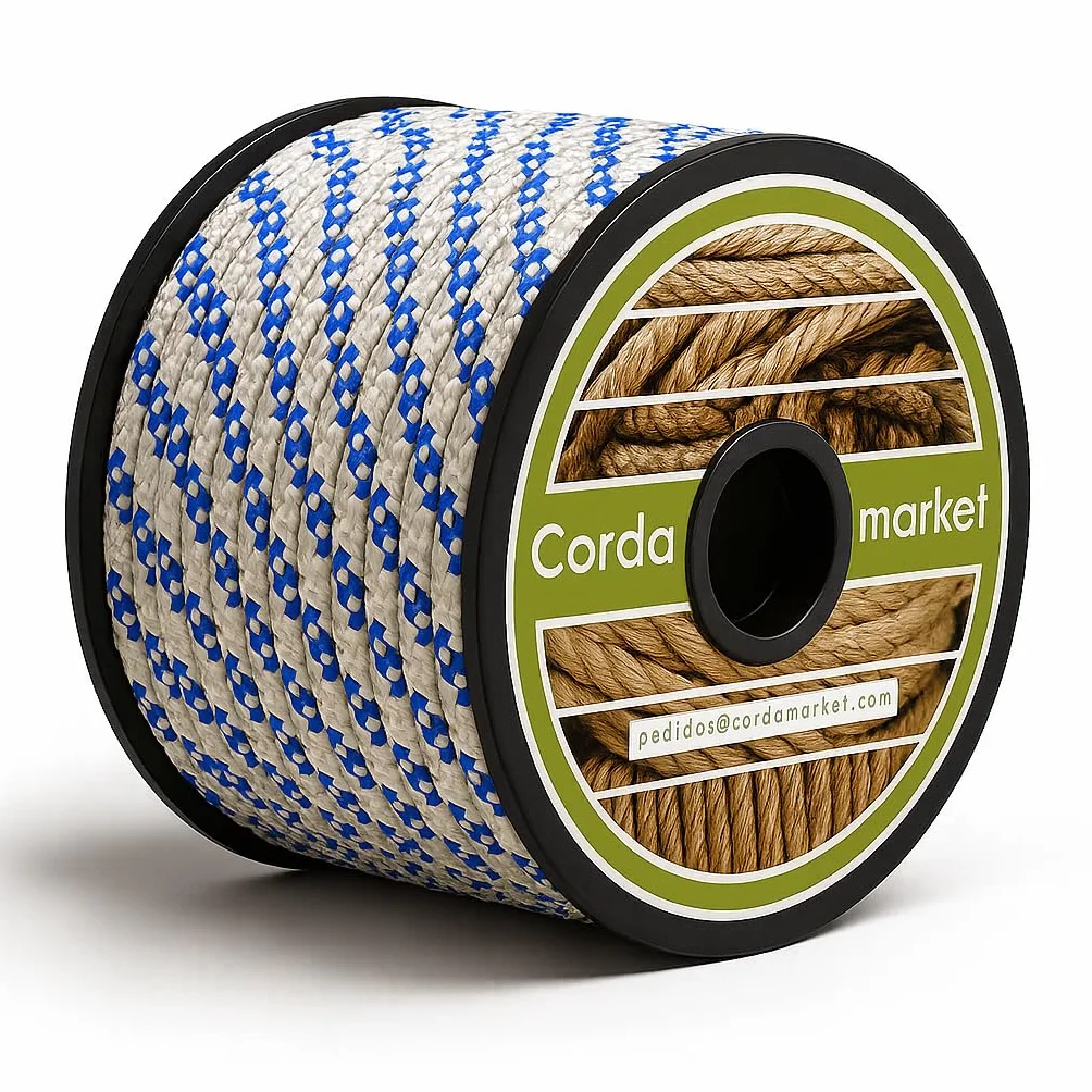 CORDAMARKET 8 mm Corde drisse, Adultes, Unisexe, Blanc, 50 m