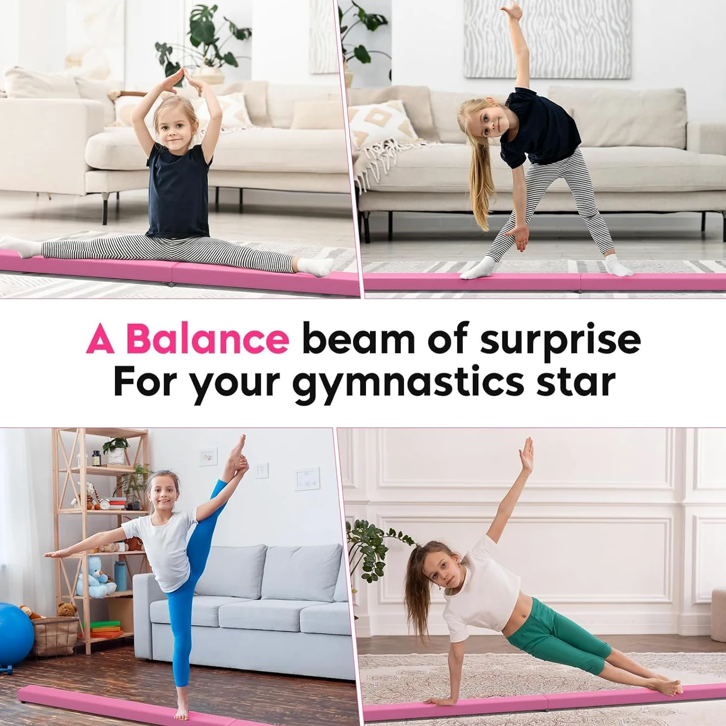 Poutre d'équilibre de Gymnastique, Barre de Gymnastique Pliable 2,1 m/220 LB en Similicuir Pliable pour entraînement à Domicile