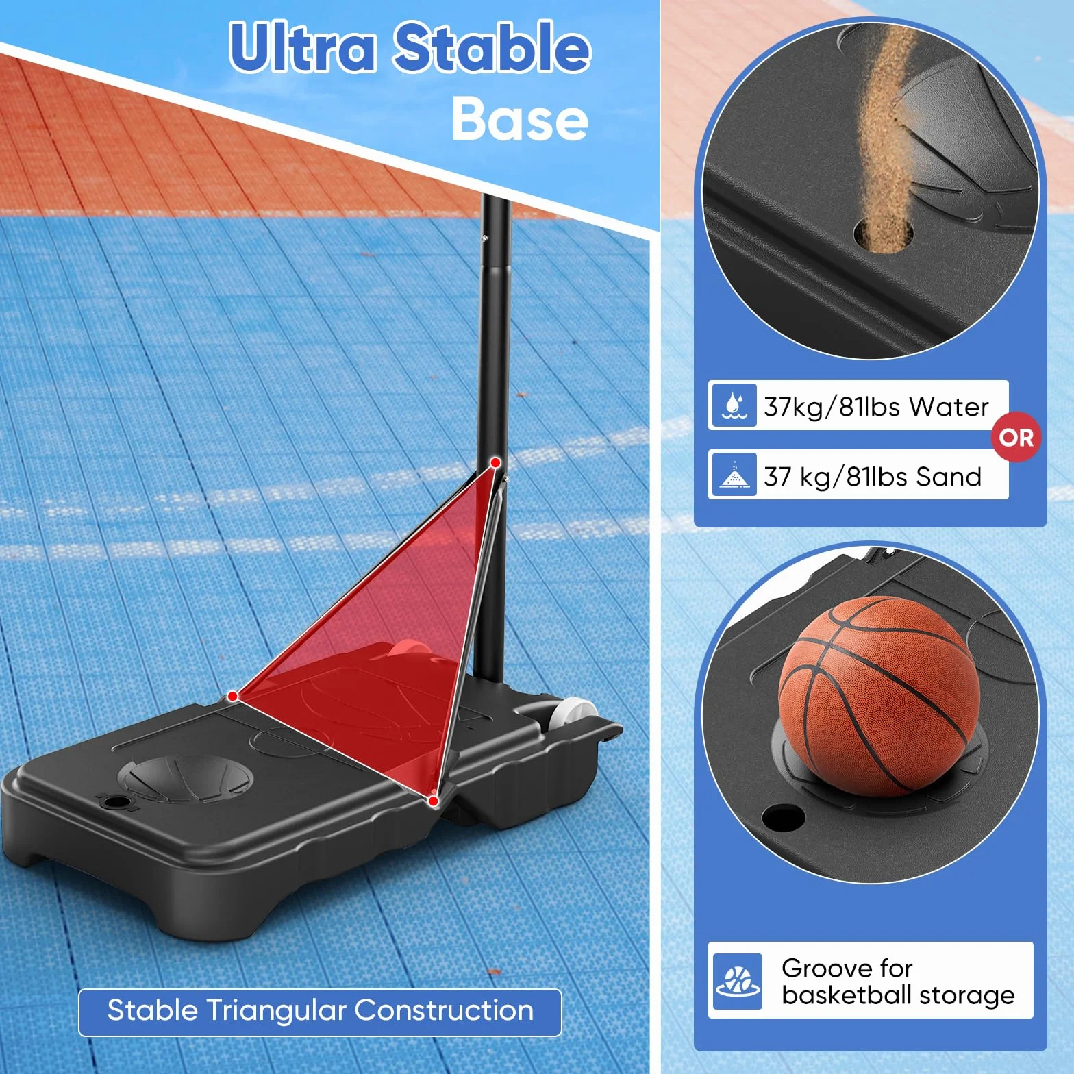 Panier de basket avec roues, hauteur réglable de 154 à 210 cm, support de basket-ball avec 2 filets de basket-ball solides, utilisation dans les cours, les jardins et les garages