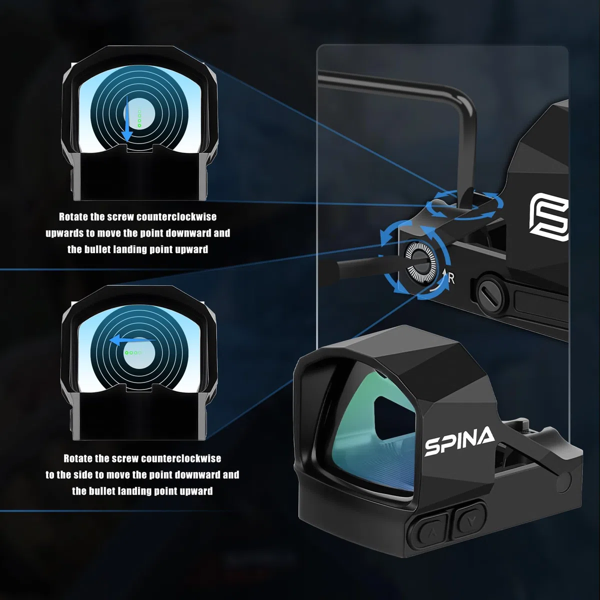 SPINA OPTICS Pulse 1x21x25 Motion Awake 3 MOA Viseur à Point Rouge/Vert pour RMSC, avec Grande Fenêtre de Visée, Optique Reflex Ouverte, Aluminium 7075