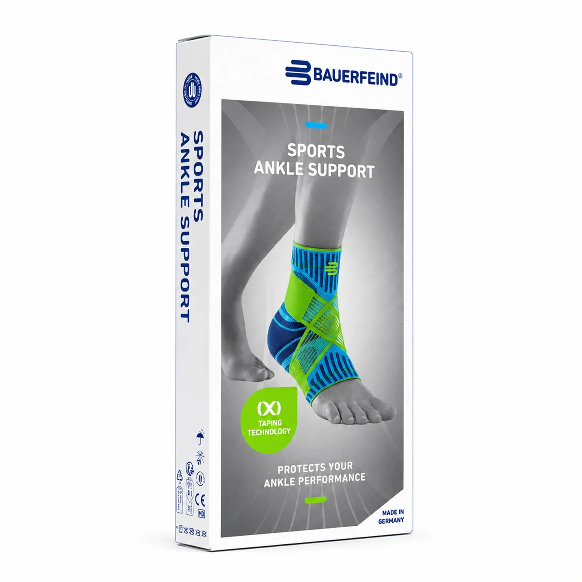 Bauerfeind, Chevillière de sport pour la cheville, À porter à droite pour stabiliser la cheville au basketball, football, handball, volley-ball ou la course à pied, Pas d’entorse, d’hyper extension et de torsion