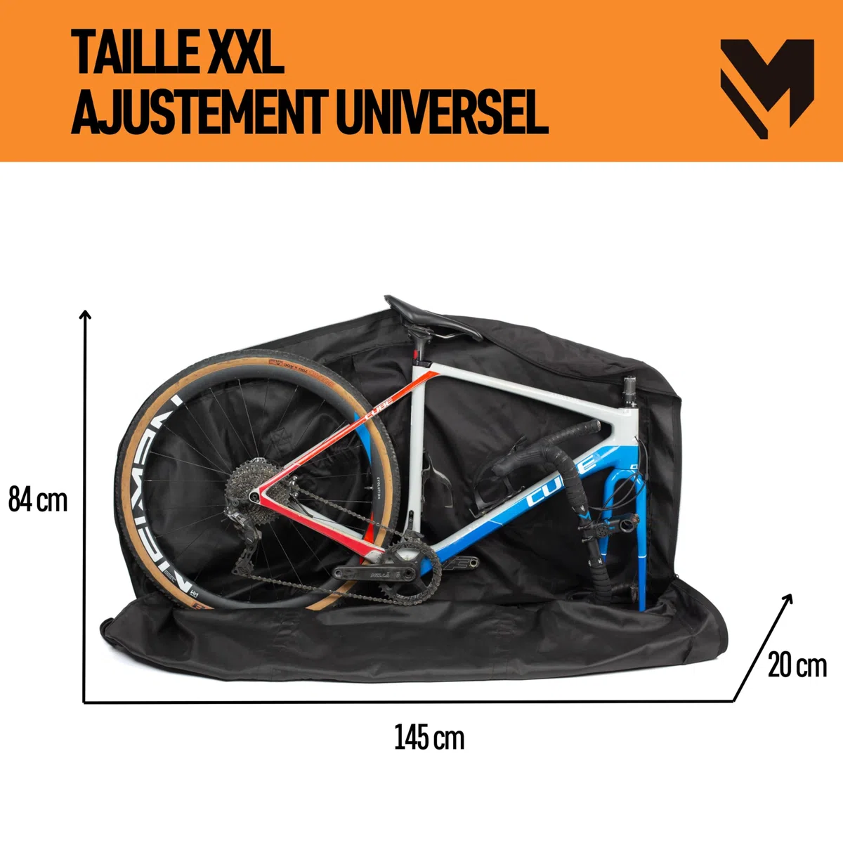 lamaki Housse Transport Velo - Route & Gravel, VTT 26-29 Pouces - Sans Retirer la Roue Arrière - Sac Transport pour Voyage - Housse de Velo Pliable, Robuste en Nylon 1680D