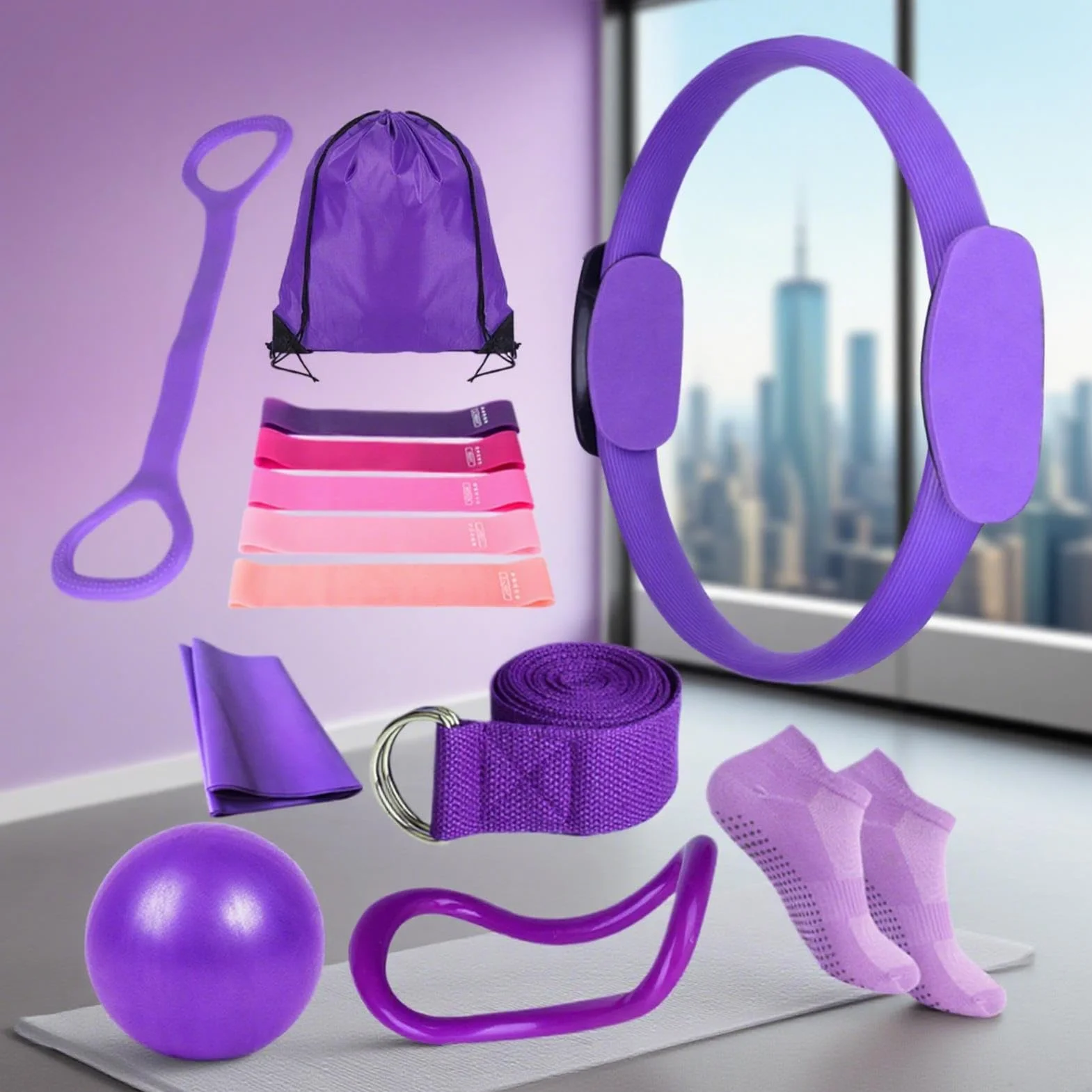 Générique Kit Pilates Maison, Ensemble De Yoga Et Pilate Femme, Pilates Essential Kit, Accessoires Entraînement À Domicile Gym Set pour Femme Enceinte, Récupération, Studio Et Entraînement À Domicile