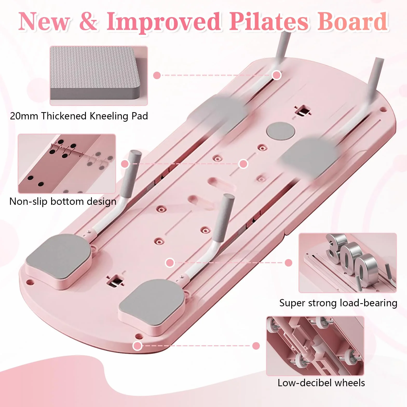 Pilates Reformer Machine Set & Pilates Board Equipment, 4-in-1 Portable Pilates Kit for Home with AB Roller Resistance Bands, Better Me Full Body Workout System for Women