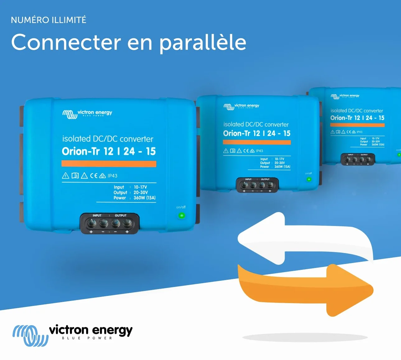 Victron Energy Orion TR IP43 12/24 V 15 A 360 W Convertisseur CC-CC, Isolé