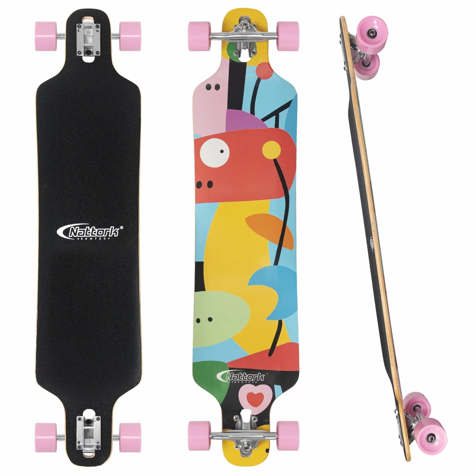 Nattork Cruiser Longboard Skateboard complet en bambou et érable dur canadien