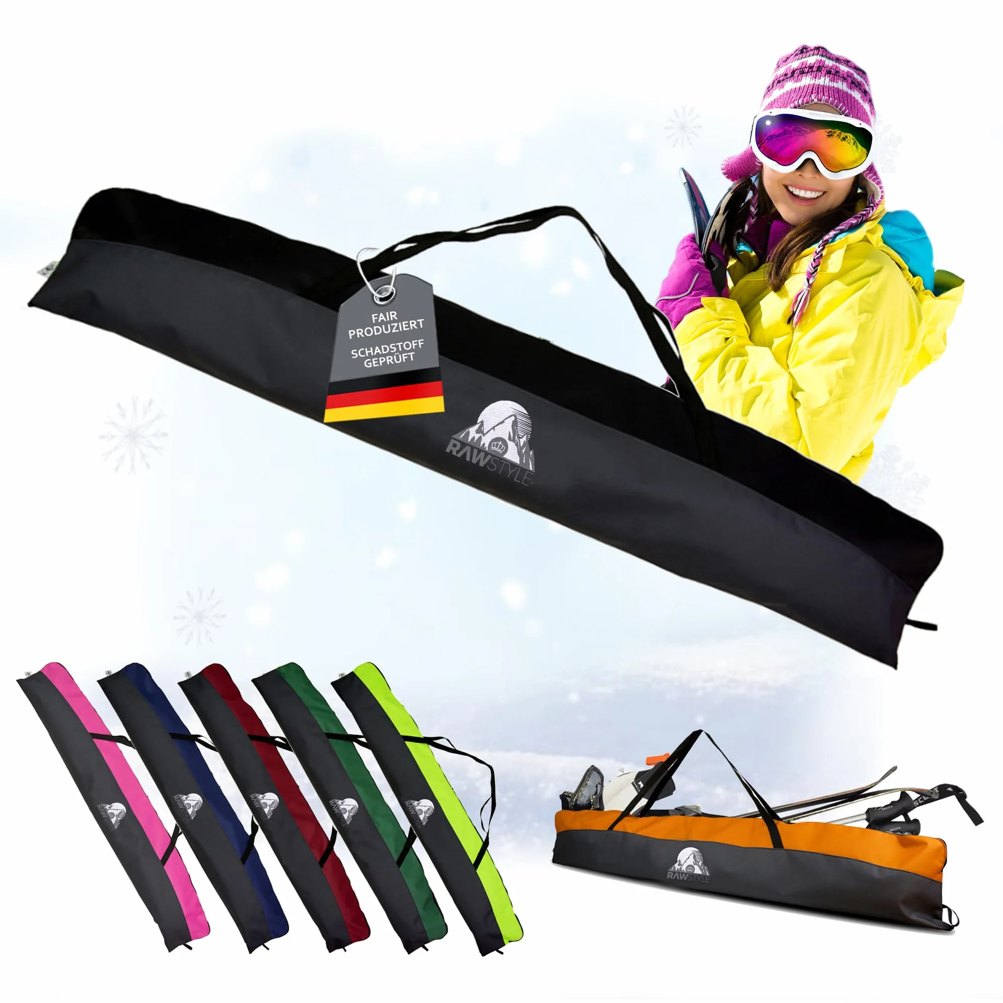 Rawstyle Sac de Ski pour Adultes - Étanche - 160 cm ou 180 cm - Modèle 2