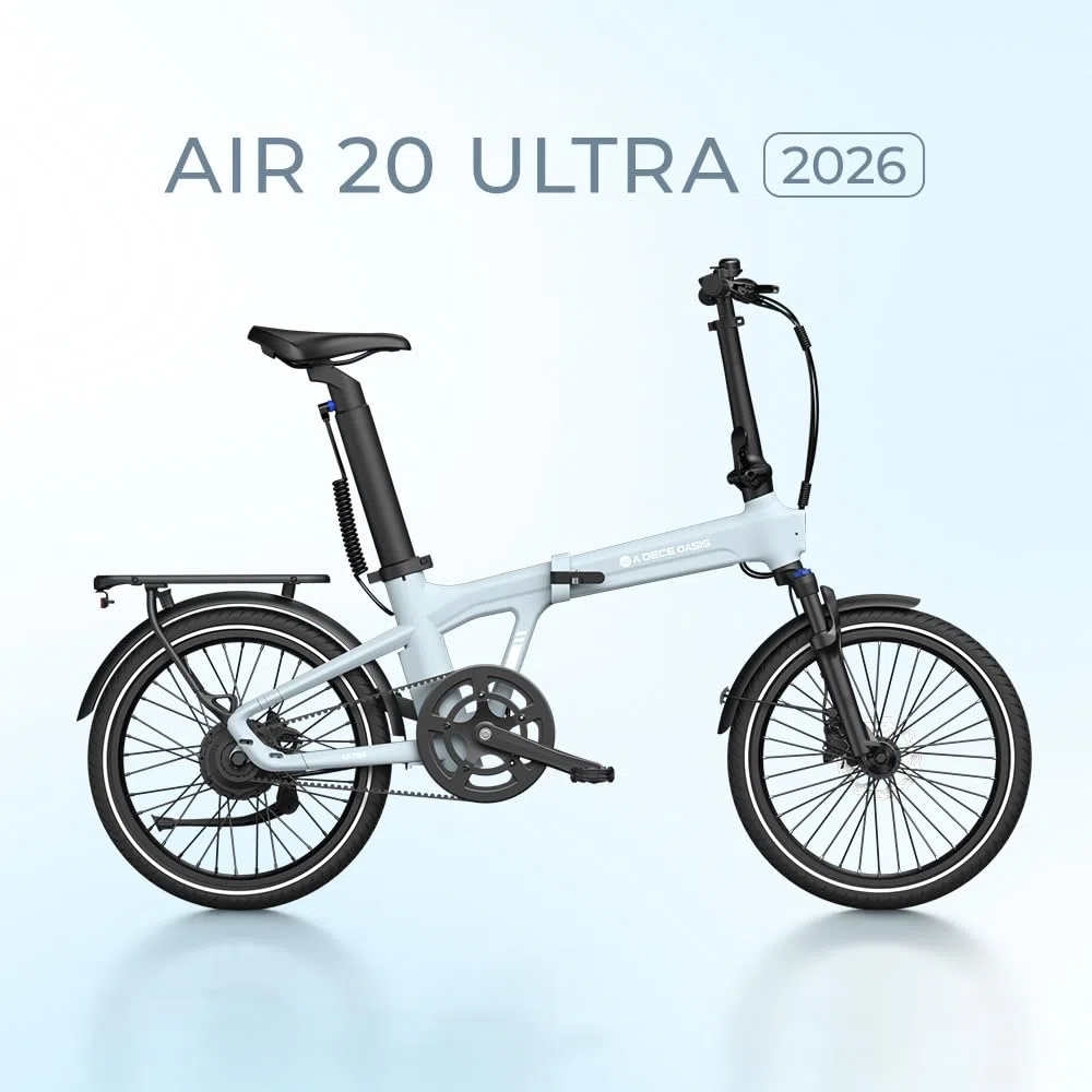 Vélo électrique Pliable ADO Air20Ultra2026 20″ pour Adultes, Transmission par Courroie, Mmoteur Bafang, Modes ECO et Sport, 2/3 Vitesses, LCD, APP+NFC, Autonomie Jusqu'à 100 km