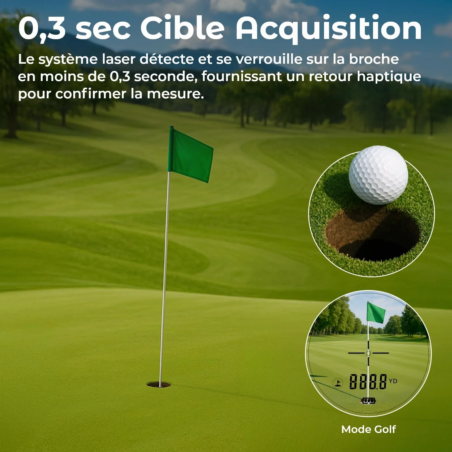 Télémètre Golf 1097M avec Pente on/Off et Verrouillage du Drapeau par WanderS – Télémètre Laser USB-C Rechargeable, Grossissement 6X, Mode Tournoi, Écran Latéral – Accessoire Golf Homme