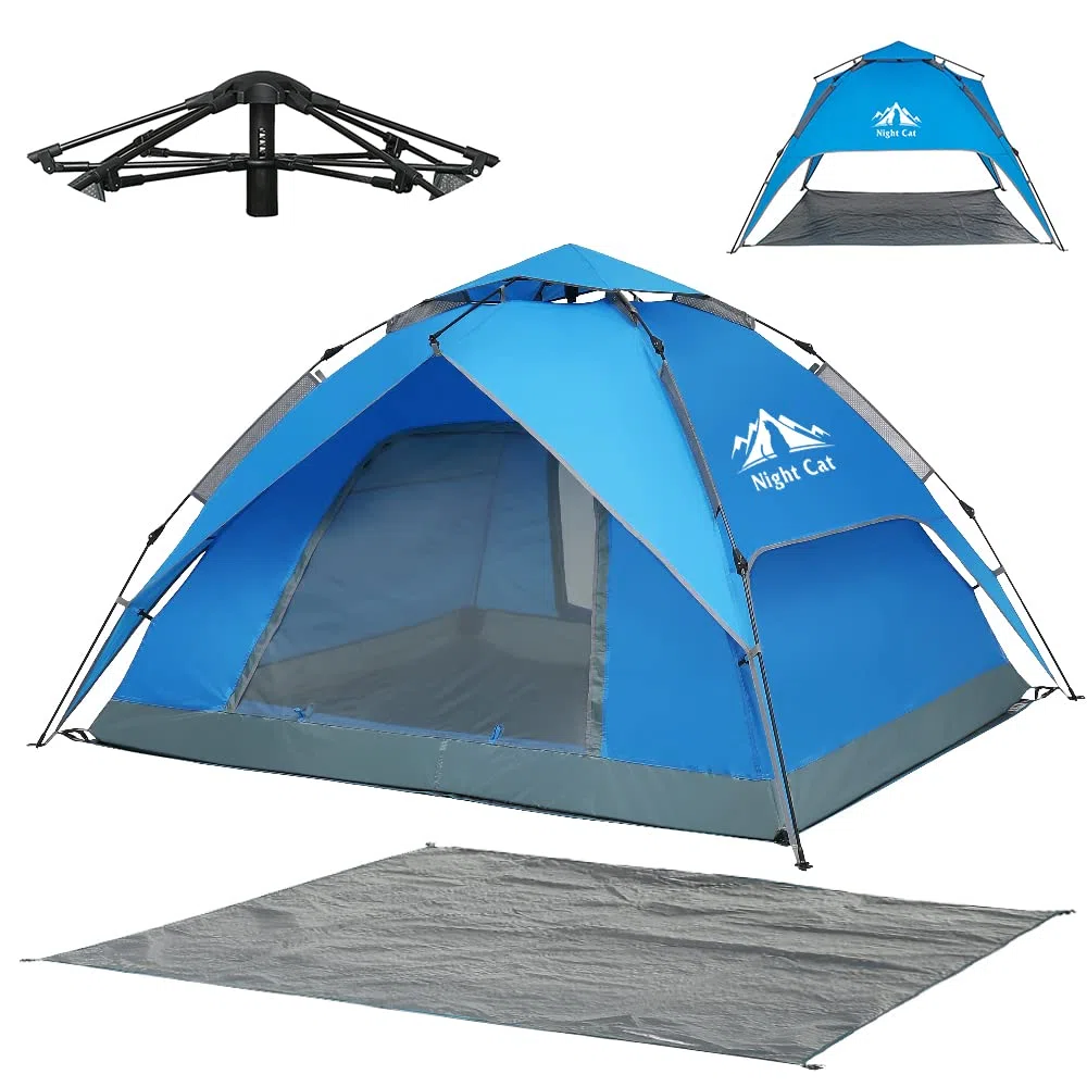 Night Cat Tente de Camping 3 4 Personne Imperméable Installation Facile Instantanée Pop Up Dome Tente Familiale Automatique