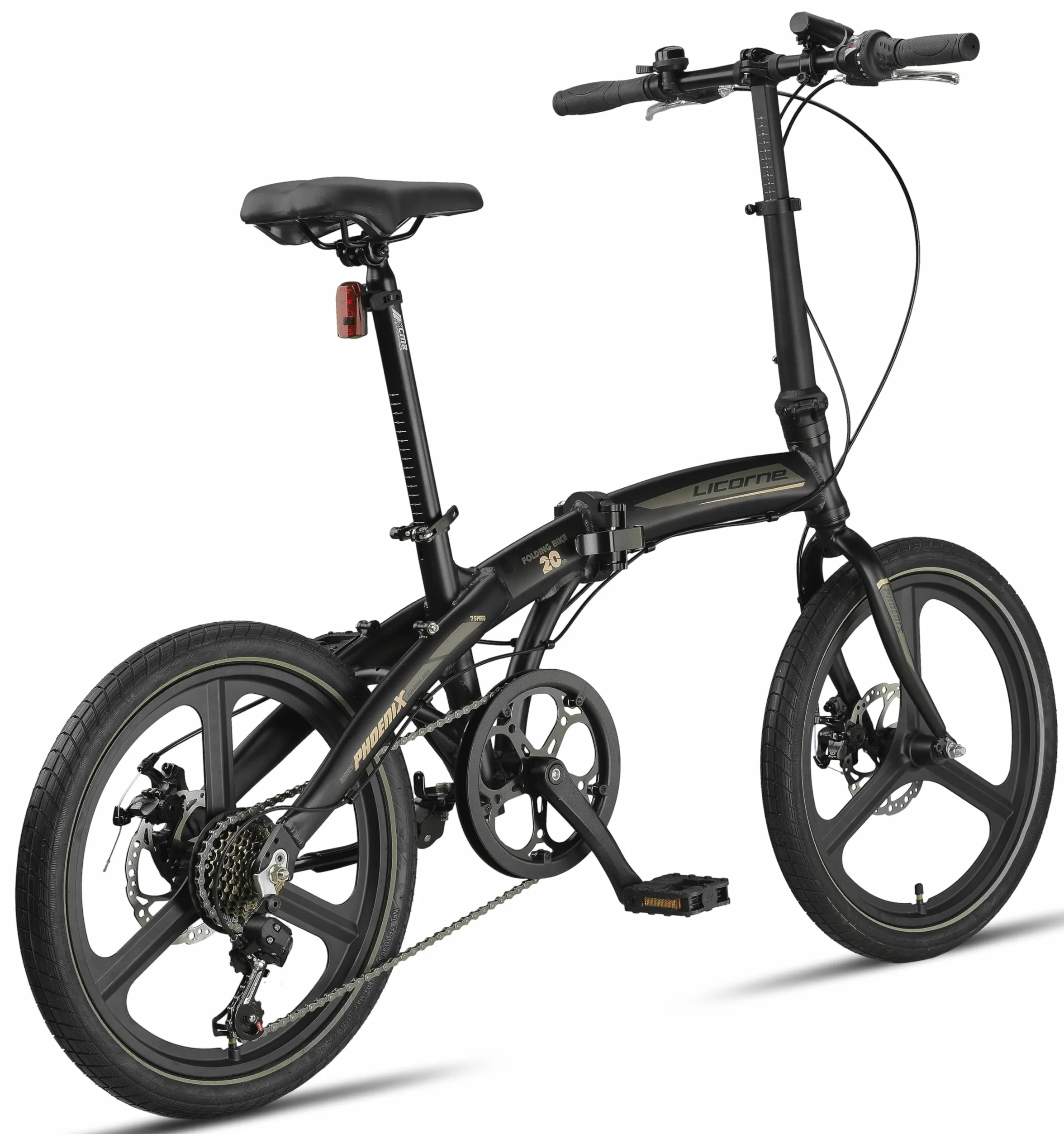 Licorne Bike Phoenix 2D Cross Vélo pliant en aluminium 20" avec frein à disque et frein à disque Pour homme et femme Dérailleur 7 vitesses Cadre en aluminium