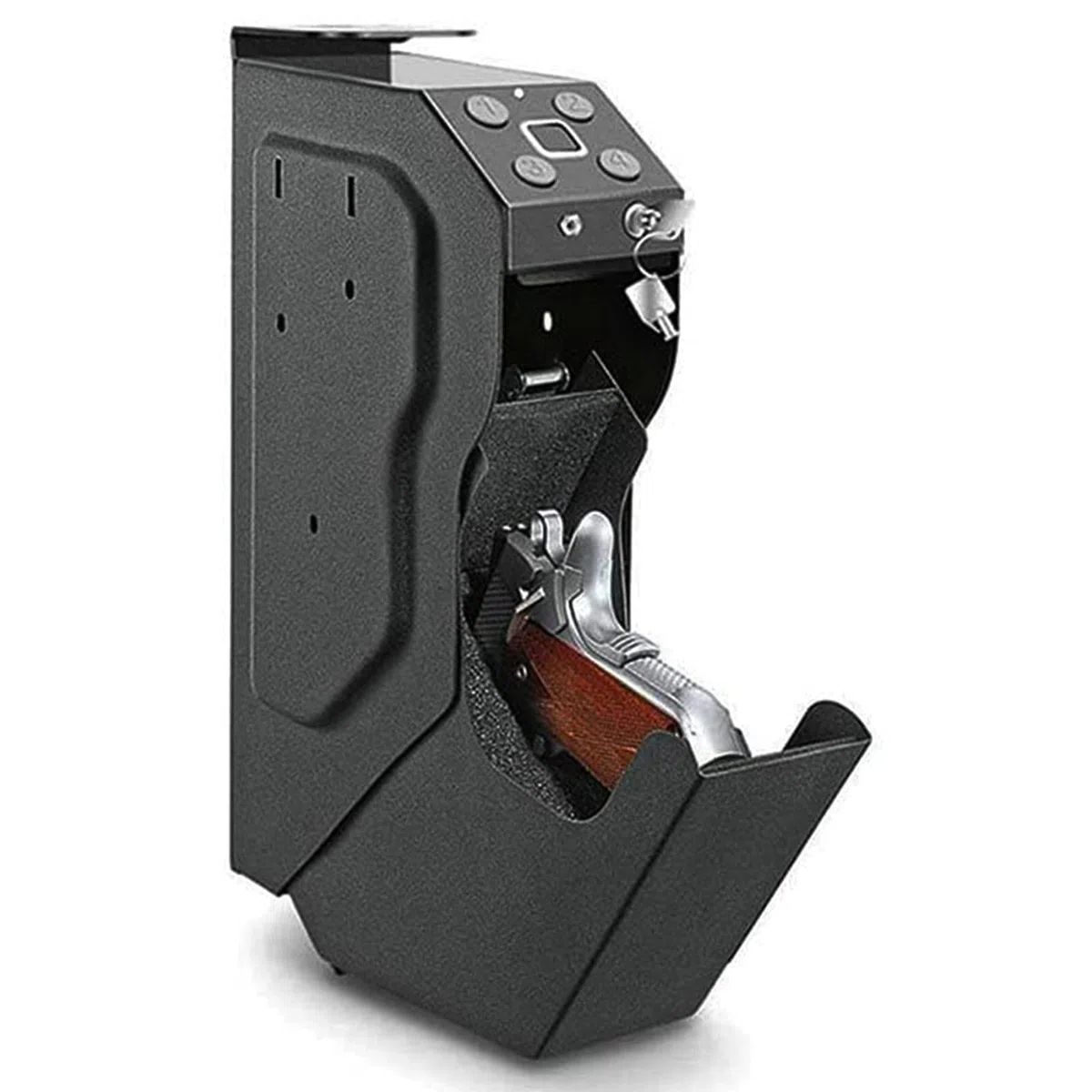 Coffre-Fort Portable pour Pistolets,Coffre-Fort pour Pistolets,étui pour Armes de Poing,avec Empreintes digitales, clé de Rechange, Verrouillage du Clavier, Noir, pour Table de Nuit, Chevet