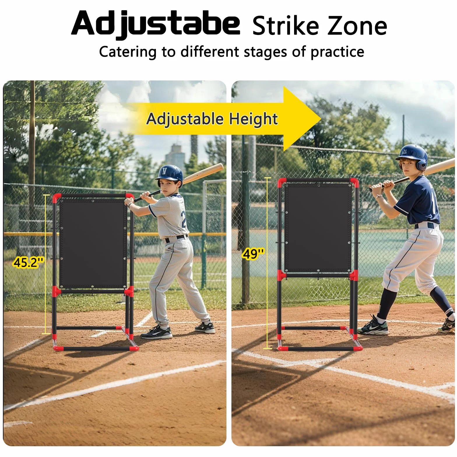 Wiffle Zone cible de baseball hauteur réglable 114-124 cm portable entraînement enfants adultes assemblage facile