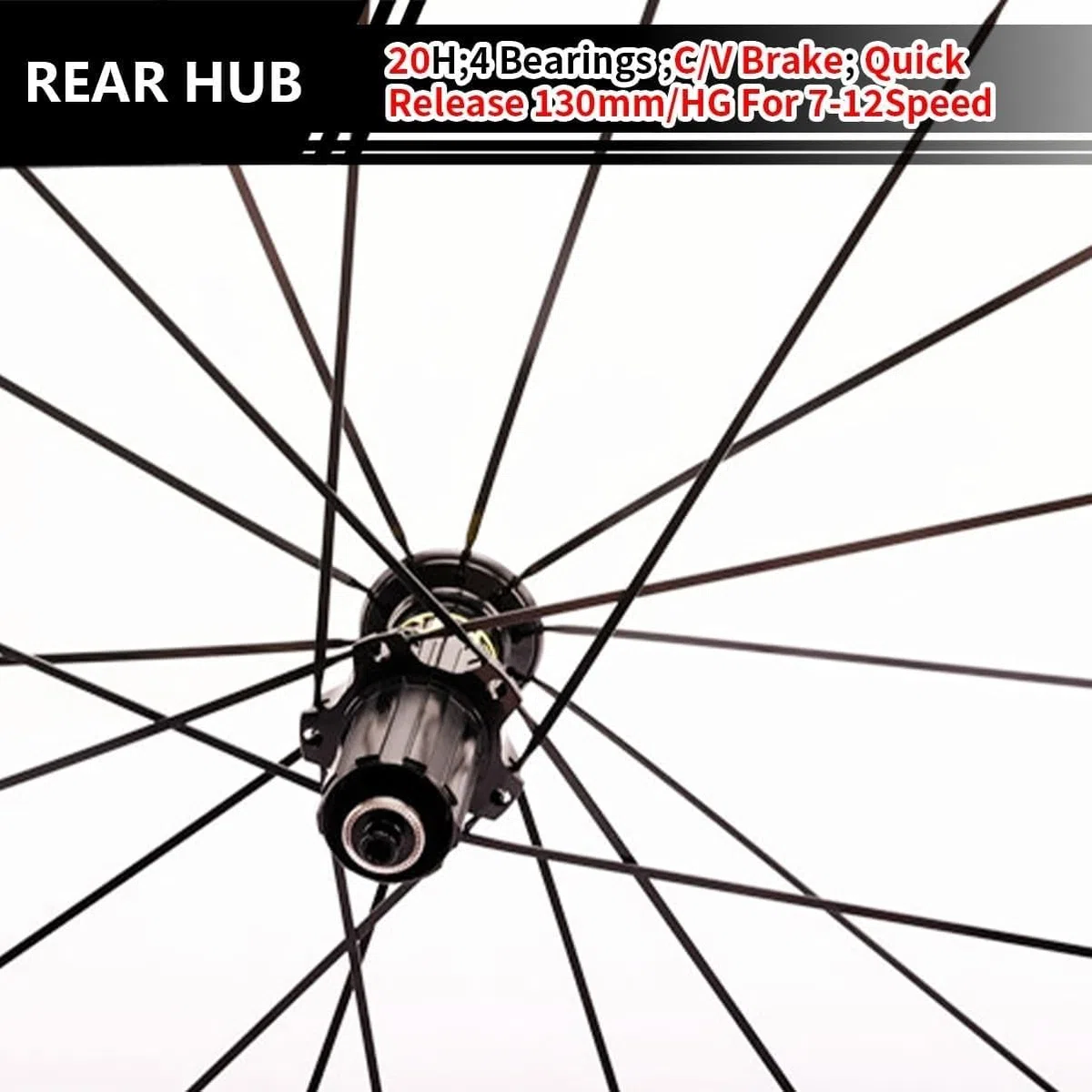 Roues Avant et arrière 700C pour vélo de Route, Freins V-Brake, Jantes 40/50 mm en Alliage d'aluminium, moyeux à Blocage Rapide pour Cassettes 7/8/9/10/11/12 Vitesses Rear Wheel,50mm