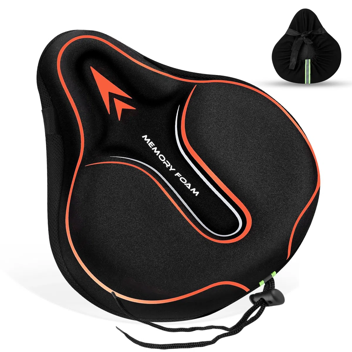 MSDADA Housse de siège de vélo en Mousse à mémoire de Forme rembourrée, Coussin de vélo Doux pour Homme et Femme, Accessoire de vélo Confortable pour vélo, extérieur et intérieur (Orange)