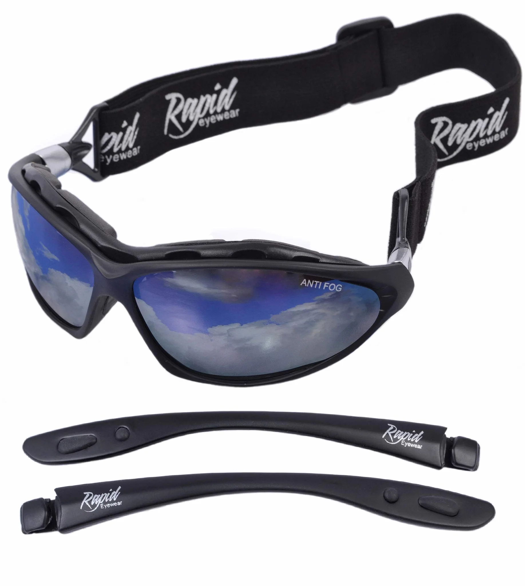 ‘Moritz’ lunettes de soleil polarisée pour sport avec bras latéraux et sangle interchangeables pour ski, snowboard, escalade de glacier, vélo, VTT etc. Pour hommes et femmes