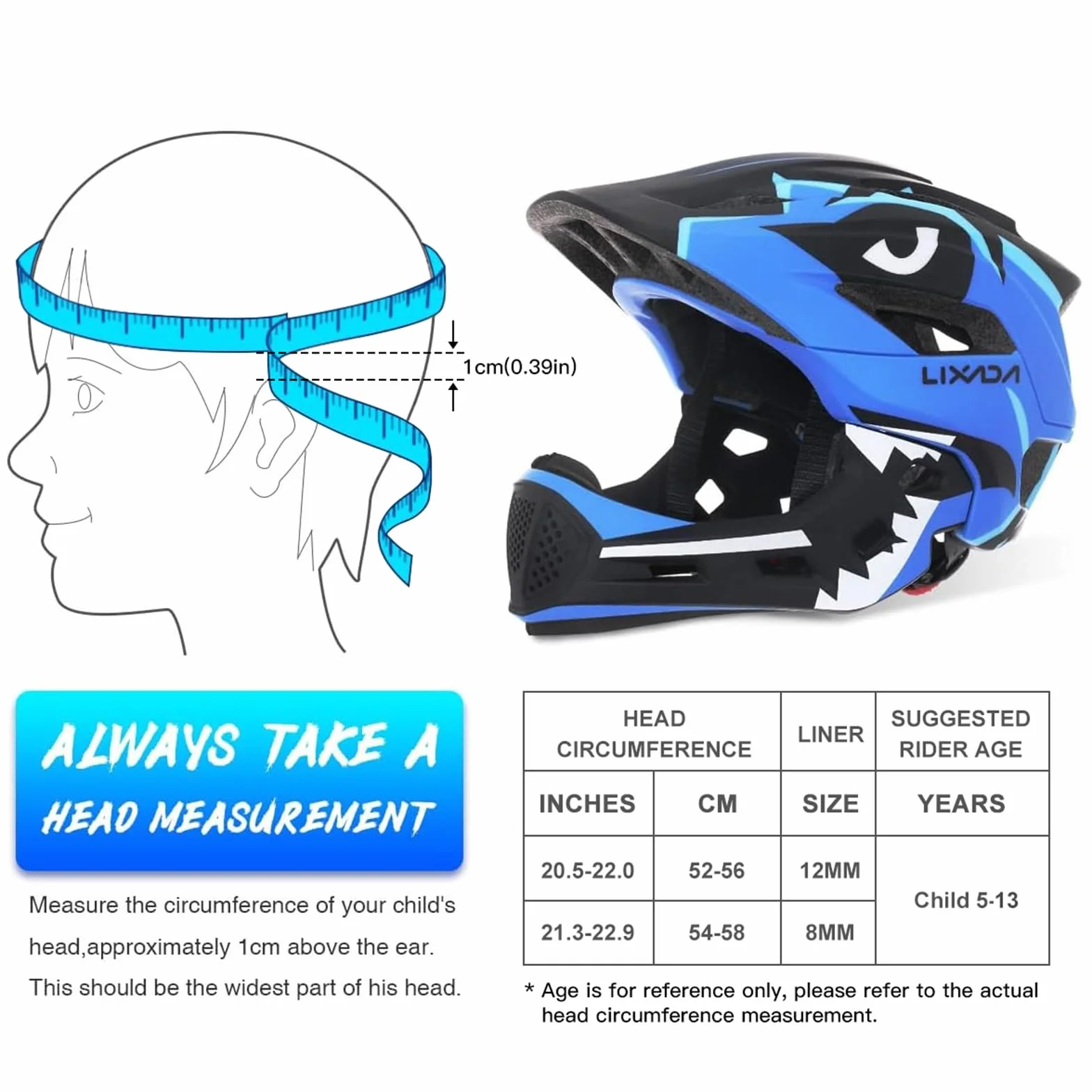 Lixada Casque Intégral Détachable Enfants Vélo Sécurité Sportive Skateboarding Roller