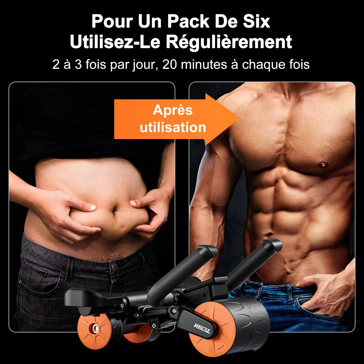 Roue Abdominale à Rebond Automatique, Roue à Roulettes Abdominaux Plank ab pour Core Trainer Assistée, Abdos Musculation Appareil, Accessoires pour Fitness Homme et Femme Gym et maison