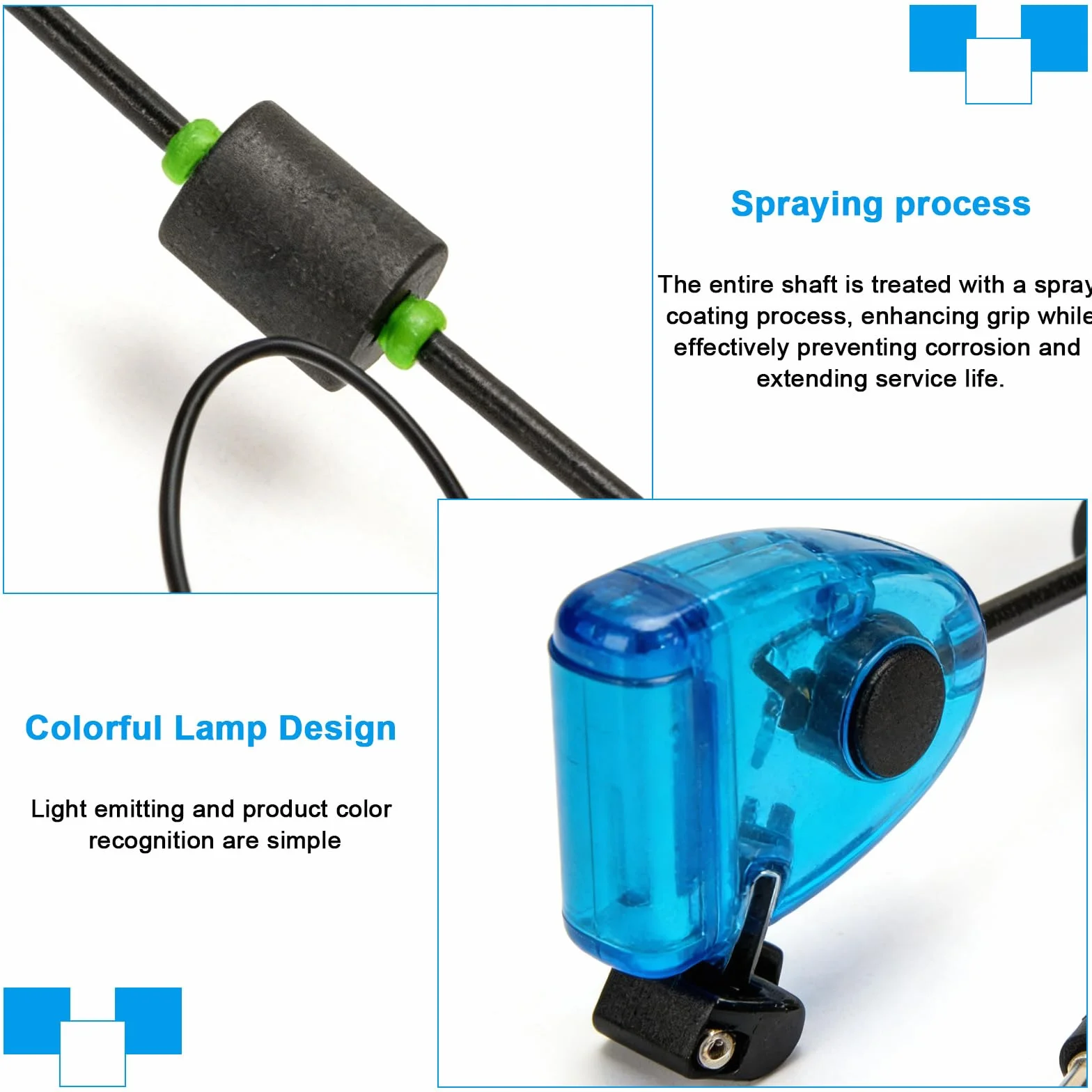 GBKDQQ Lot de 4 swingers pour la pêche à la carpe, 4 couleurs avec LED/raccord rapide/2 niveaux, indicateur de touche pour accessoires de pêche, élasticité réglable pour la pêche de nuit et la pêche à