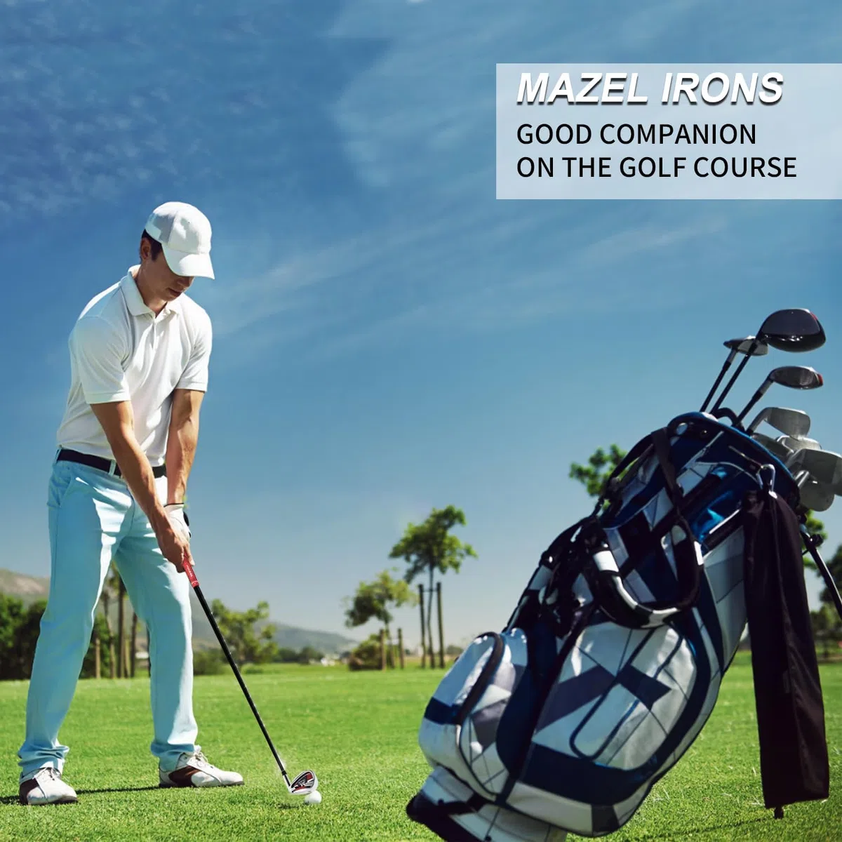 MAZEL WM-X3 Club de golf simple en fer 1, 2, 3, 4, 5, 6, 7, 8, 9, P, S, tige en acier inoxydable de qualité supérieure, face fraisée CNC pour plus de rotation