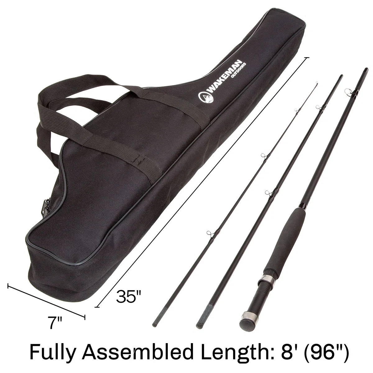 Wakeman Fly Fishing Rod and Reel Combo Starter Kit Ensemble Canne Moulinet avec étui de Transport, Mouches et Ligne de pêche Noir Adulte Unisexe, 35"