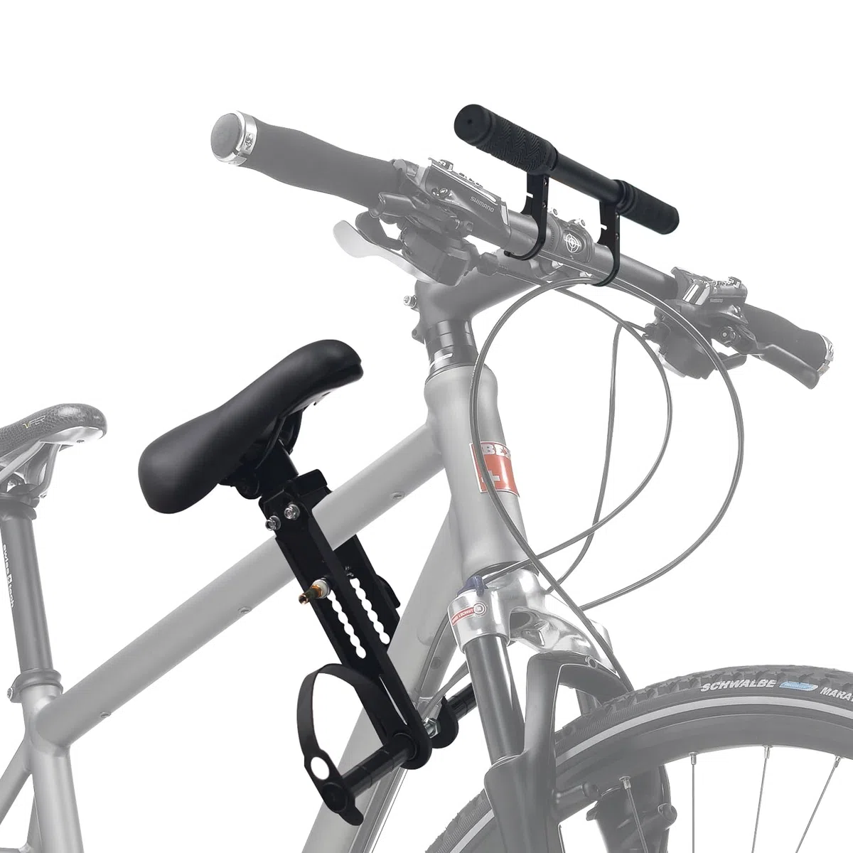 Siège de vélo avant pour enfants avec fixation de guidon, siège de vélo pour enfants de 2 à 5 ans, siège de vélo amovible pour tous les vélos de montagne (jusqu'à 21,8 kg)
