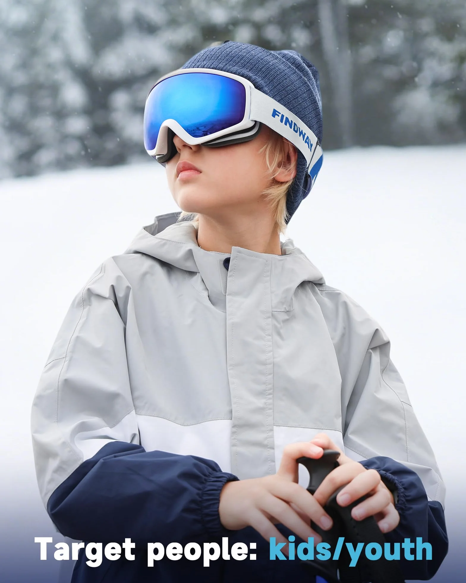 Findway Masque de Ski Protection pour Enfant 5 à 16 Ans Lunette Ski Masque Ski OTG de Garçon ou Fille Anti-UV Antibuée Compatible avec Casque pour Ski Snowboard Autres Sports Hiver