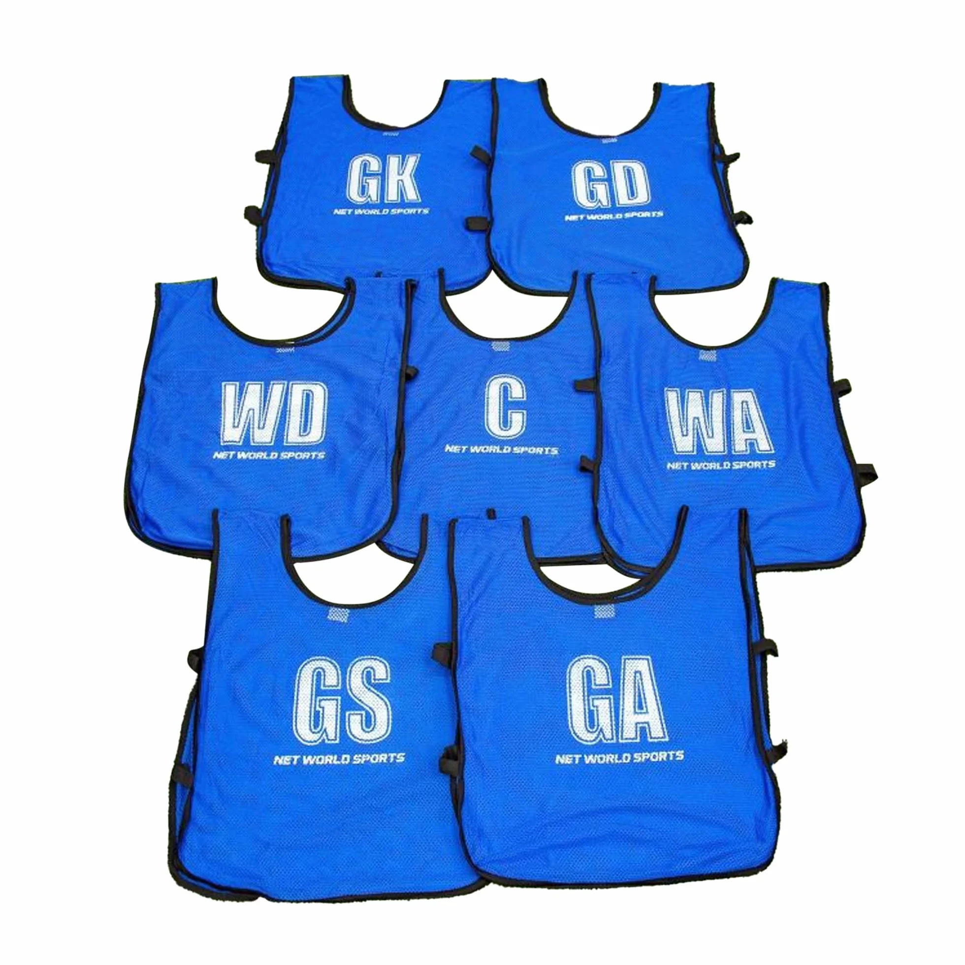 Precision Lot de 7 Bavoirs d'entraînement de Netball Unisexe (Jeunes, Adultes) en Maille, Blanc, Taille Unique