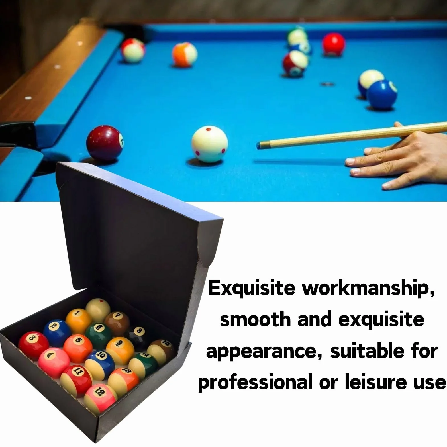 Jeu de Boules de Billard 57,2 mm 16 Pièces, Jeu Complet Boule de Billard en Résine pour Compétition et Loisir