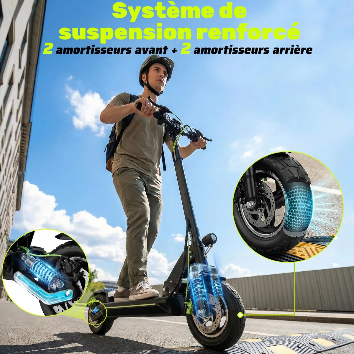 Trottinette Électrique Adulte Tout Terrain, Batterie 48V 18,2Ah Moteur 1000W*2, Puissante Pliable Grande Autonomie Double Suspension Antivol Ultra Légère avec Application, Scooter Electrique Adulte