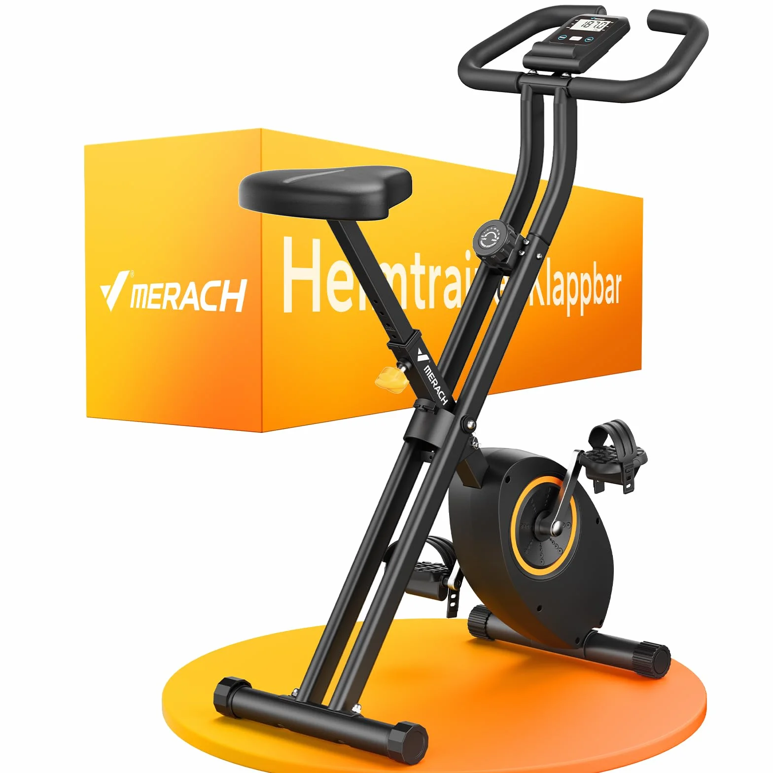 MERACH Vélo d’Appartement Pliable Magnétique avec Écran LCD, Capacité 136KG