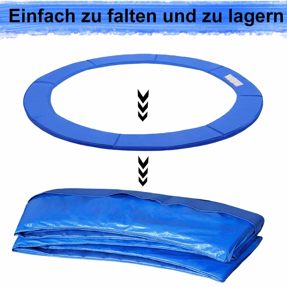 UISEBRT Housse de protection pour trampoline - Diamètre : 244 cm - 305 cm - 366 cm - Résistant aux UV - Anti-déchirures - Accessoire de trampoline - Bleu