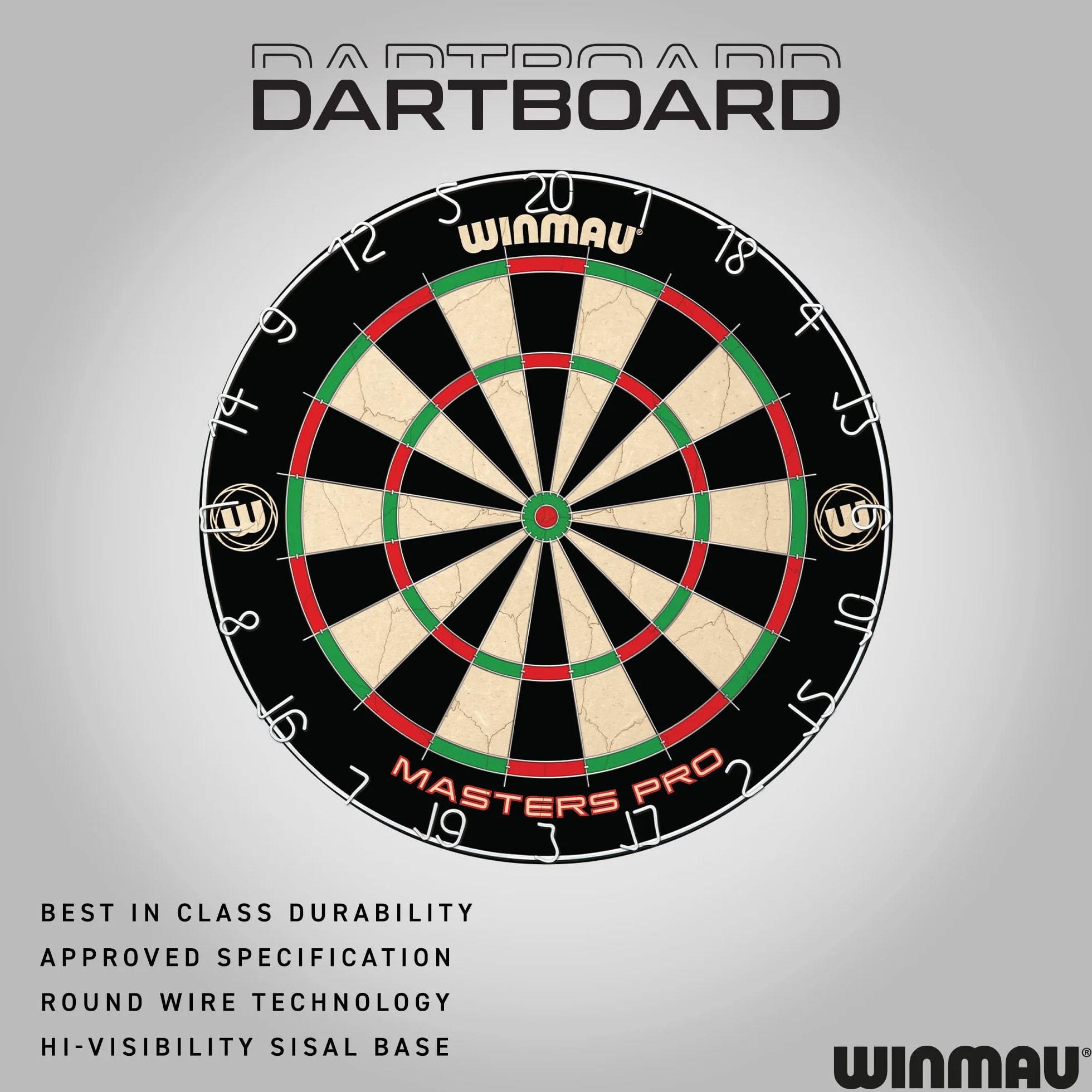 Winmau Darts - Masters Pro Premium Jeu de fléchettes en Poils- Comprend Un Jeu de fléchettes, des fléchettes, des ailettes, des tiges et Une Bande Oche