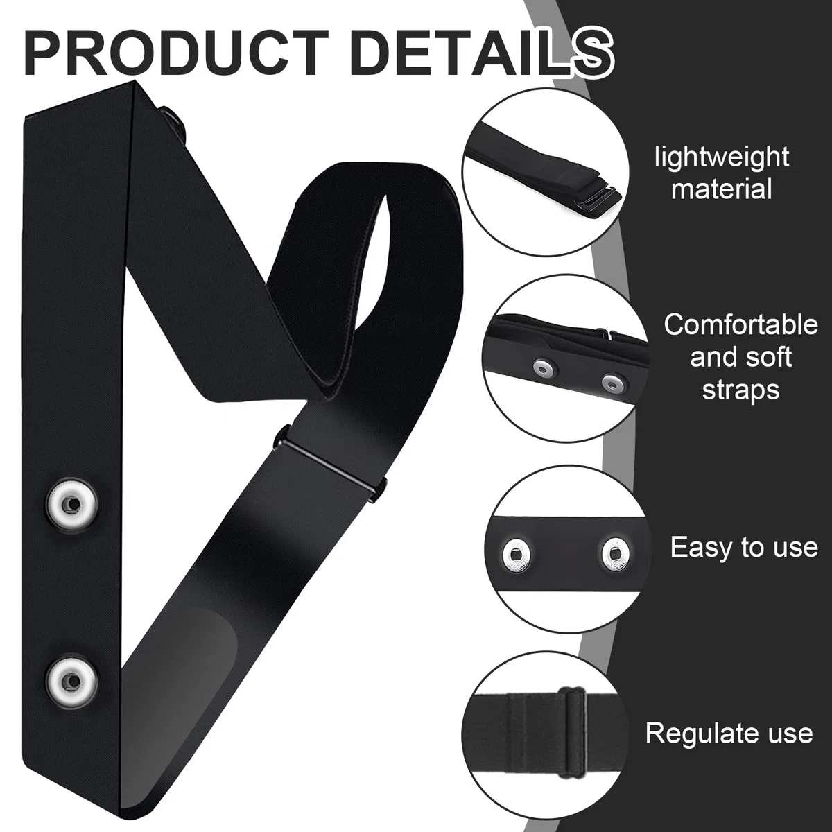 Ceinture Cardio Réglable 70-110cm, Bande de Remplacement Compatible Polar H10/H9, Ceinture Cardio Compatible avec Garmin, Wahoo, Coospo, Magene, Bryton, Livlov