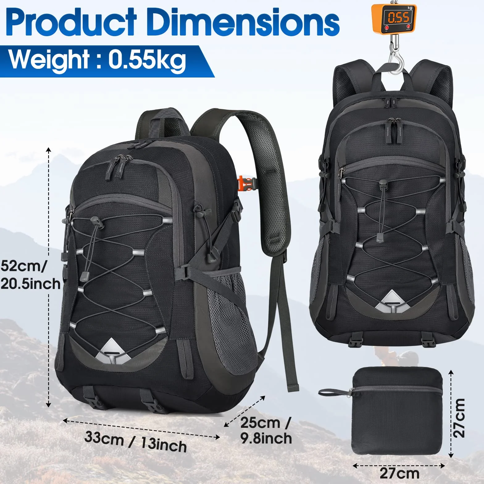 IGOLUMON Sac à Dos Randonnée 40L Ultraléger Pliable Imperméable pour Homme Femme - Grande Capacité pour Voyage, Trekking, Sport, Camping