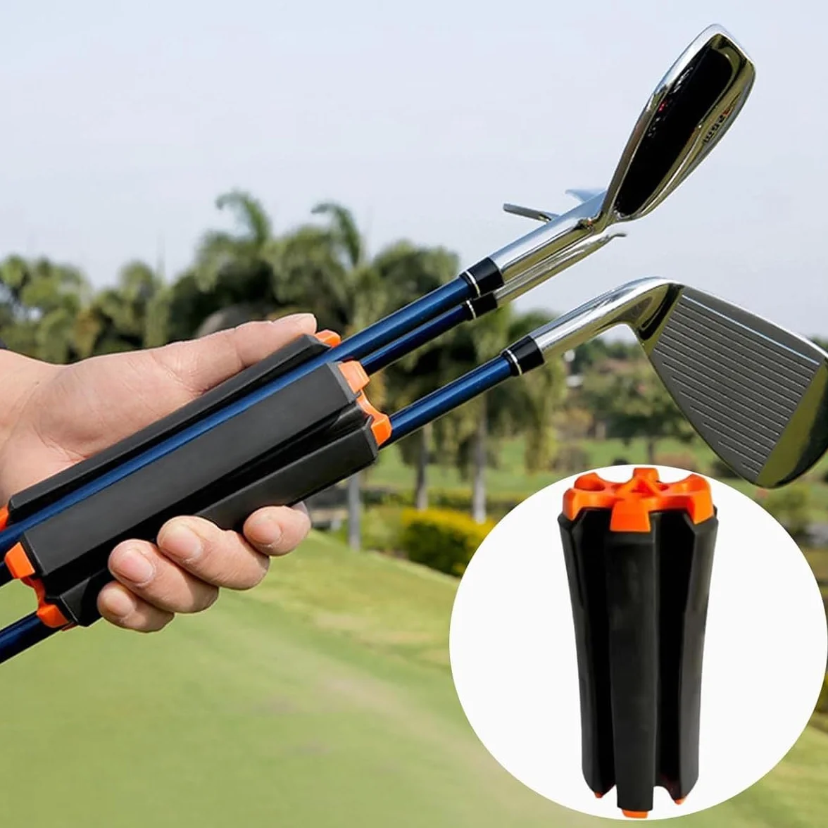 Gorise Porte-Clubs de Golf pour 6 Clubs, Support de Rangement pour Clubs de Golf, Support de Cannes de Golf Portable, Organisateur de Fixation de Golf Portable, Accessoires de Golf - Noir
