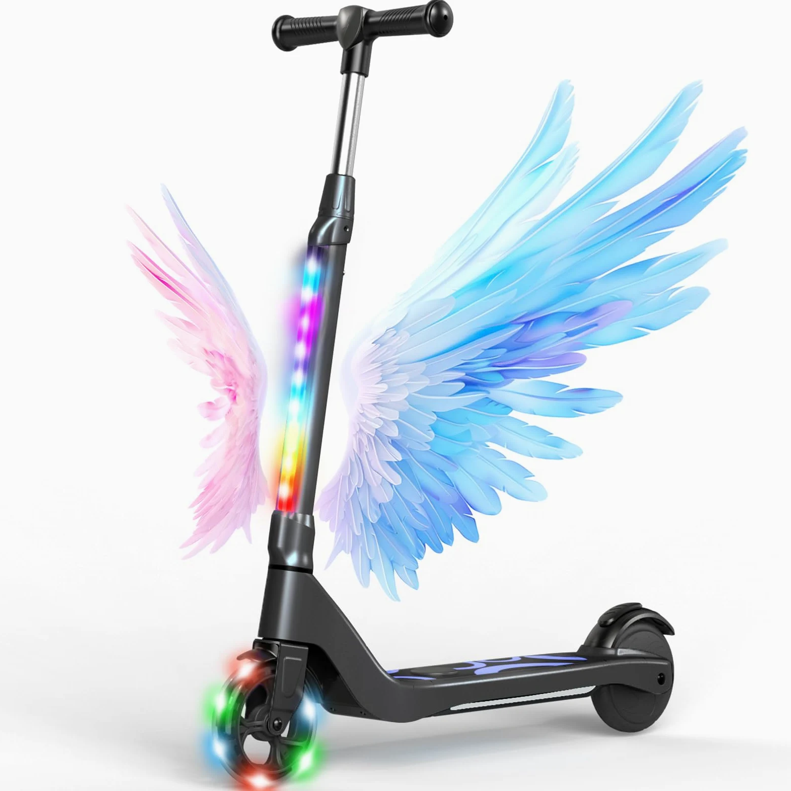 SISIGAD Trottinette Electrique Enfant 6-8-10 Ans Electric Scooter Kids 5.3 Pouces avec Lumière LED Colorée & 3 Hauteurs Ajustables, Scooter Électrique Enfant Charge Max 70 Kg, Vitesse Max 10 Km/h