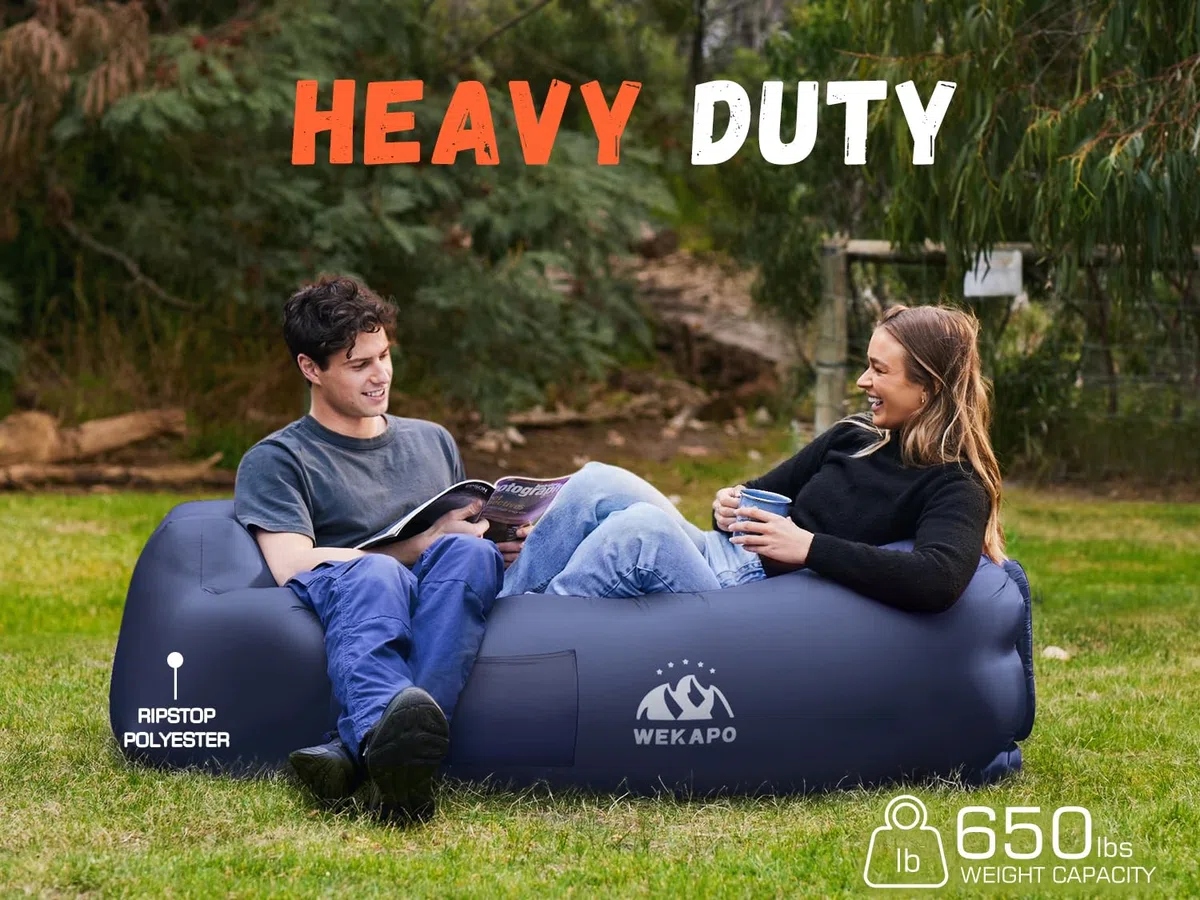 WEKAPO Chaise Longue Gonflable – Accessoires de Camping et de Plage, canapé Gonflable Portable pour la randonnée, la pelouse, Les Films d'intérieur/extérieur et Les Festivals de Musique. Hamac