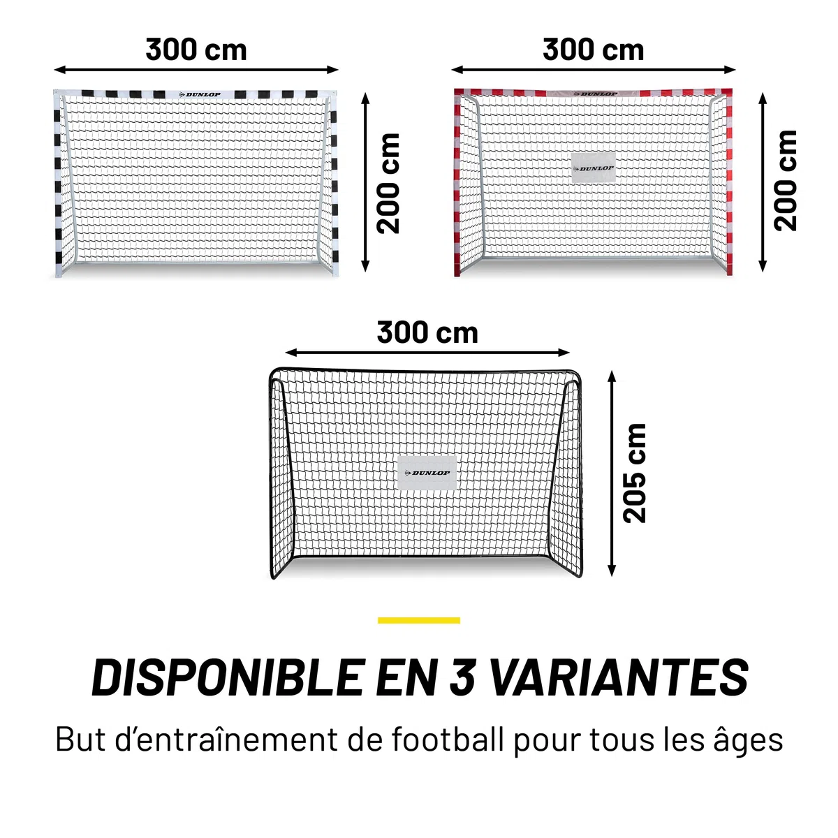 Dunlop Fußballtor - 240 x 160 x 85 cm - Metall - Fußballtrainingszubehör für Alle Altersgruppen - Einfache Montage - Schwarz/Rot