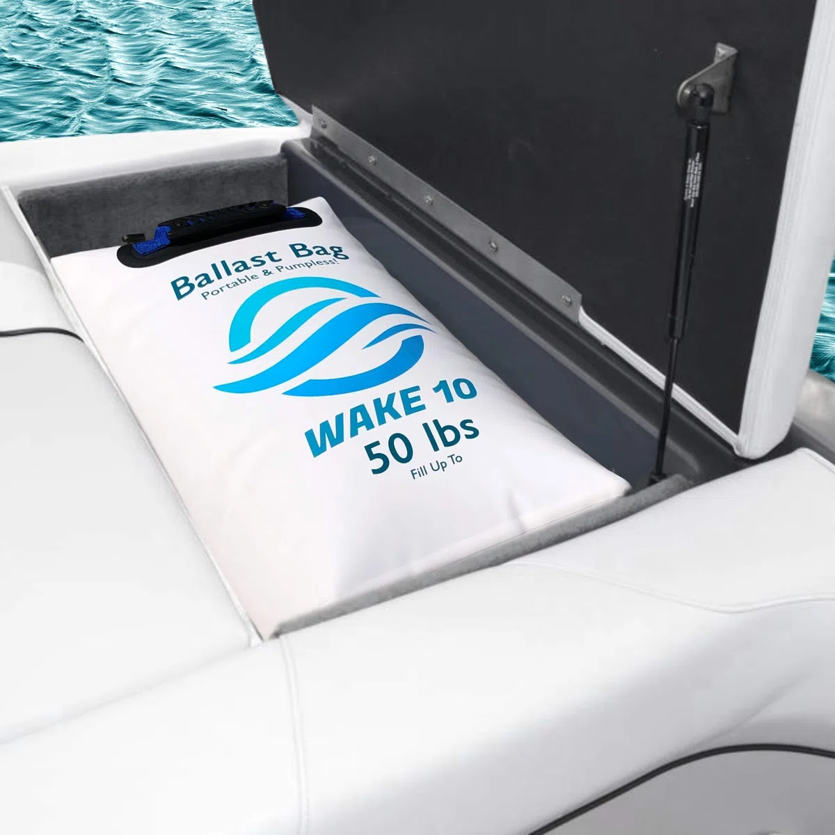Sac de Ballast pour Bateau - Portable et sans Pompe - 50 LB - Wakesurf et Wakeboard, Blanc, Taille Unique