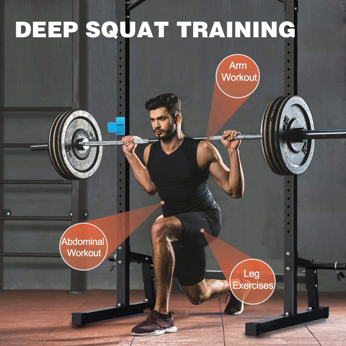 WINNOW Cage de Puissance Tour de Puissance pour Salle de Gym à Domicile réglable en Hauteur Squat Rack Station de Traction multifonctionnelle Support de Squat Support d'haltères
