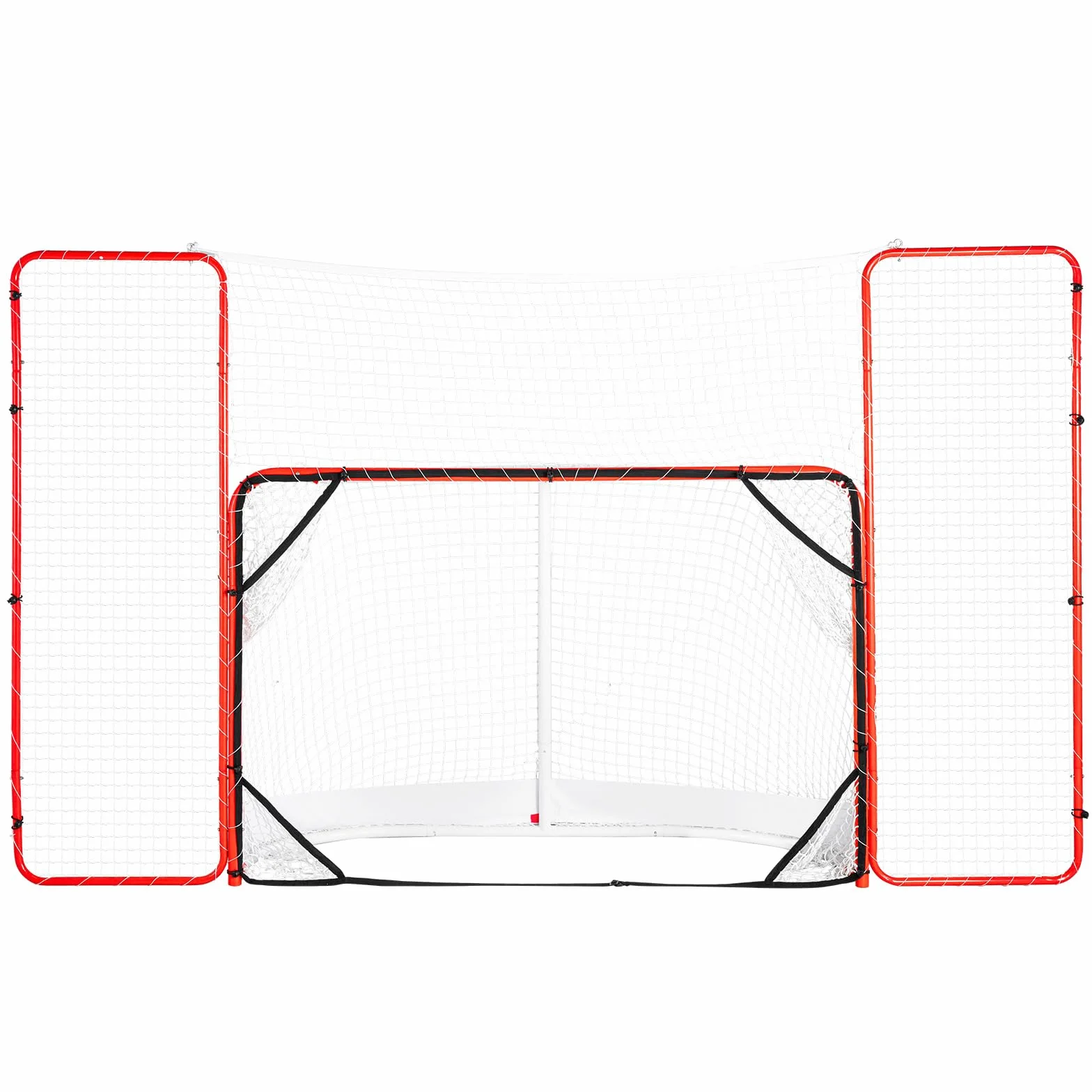 VEVOR But de Hockey avec Pare-Ballons et Cibles, Filet de Hockey 183 cm, Ensemble d'Entraînement de Hockey Professionnel en Acier, Portable, Assemblage Facile, Intérieur Extérieur, Blanc/Rouge