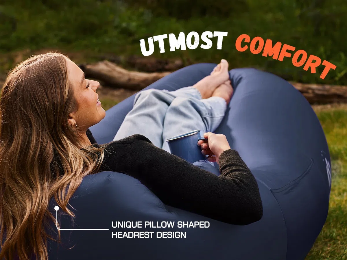 WEKAPO Chaise Longue Gonflable – Accessoires de Camping et de Plage, canapé Gonflable Portable pour la randonnée, la pelouse, Les Films d'intérieur/extérieur et Les Festivals de Musique. Hamac