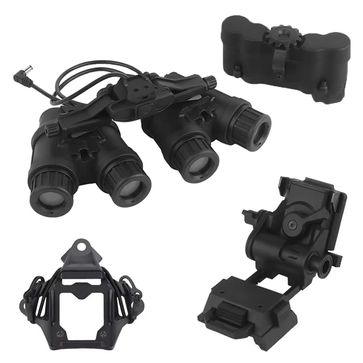 WLXW Lunettes Vision Nocturne Tactiques GPNVG 18, Modèle Factice Rabattable, NVG Fast, Adaptateur Montage for Casque Airsoft, Kit Support L4G24 for CS, Chasse, Paintball, WarGame Gear