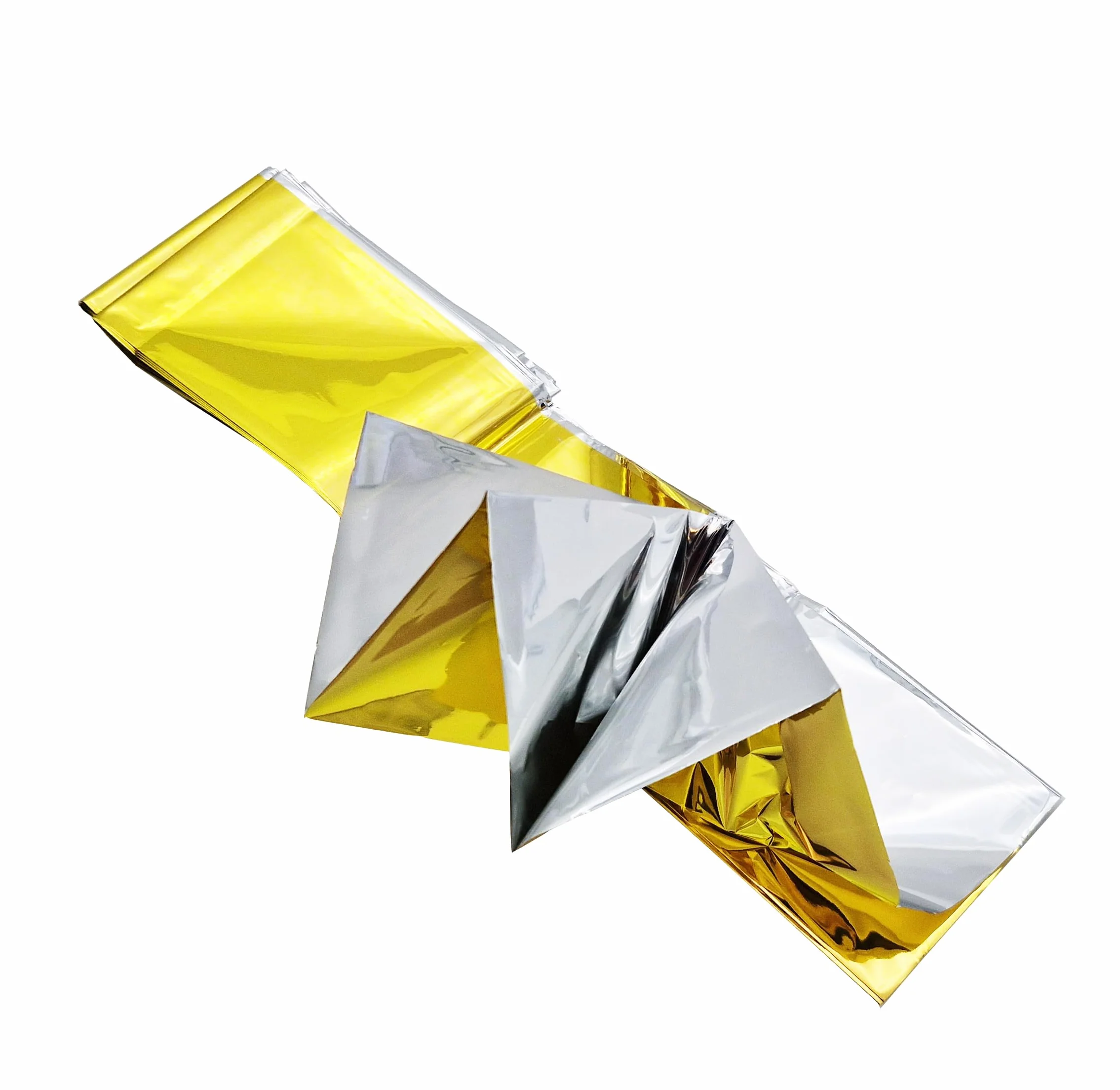 TIGA-MED Couverture de Survie | 100 pièces | Premiers Secours, Voiture, urgences, Camping, Survie, décoration | Or/Argent | 210 x 160 cm | Couverture de Survie en Aluminium CE