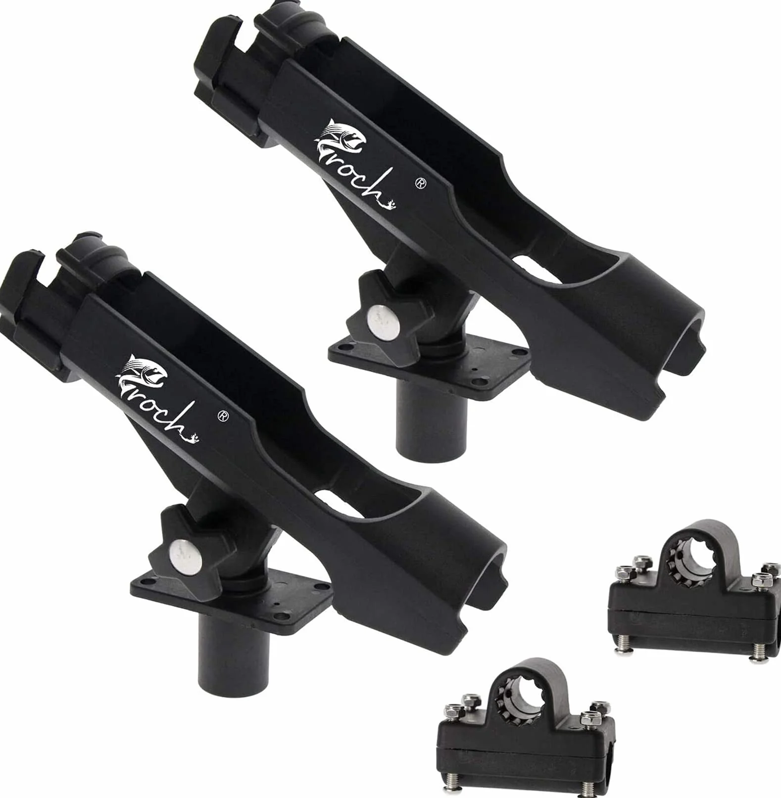 Support de Canne à Pêche pour Bateaux et Kayak à 360 ° Réglable et Rotatif - 2 Pièces